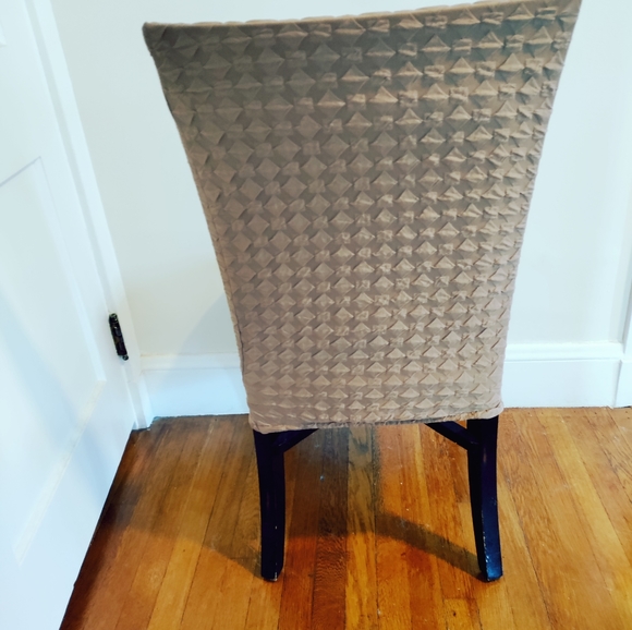 Eight brand new med " greige"textured stretch dining chair covers. - Picture 2 of 4